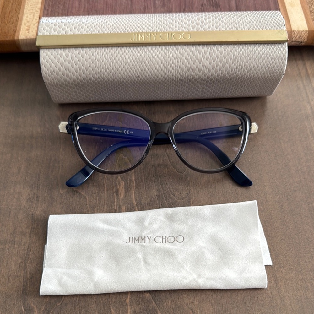 Jimmy Choo Navy and Clear Glasses